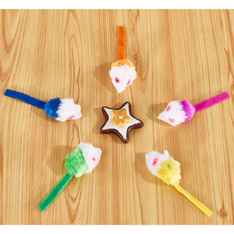 Cat chaser pet toy with 5cm mouse feather tail mice with sound