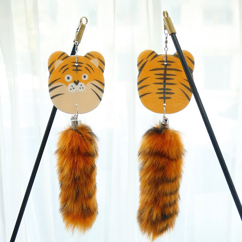 Animal series tail cat teaser pet toy wand stick chaser tiger and zebra
