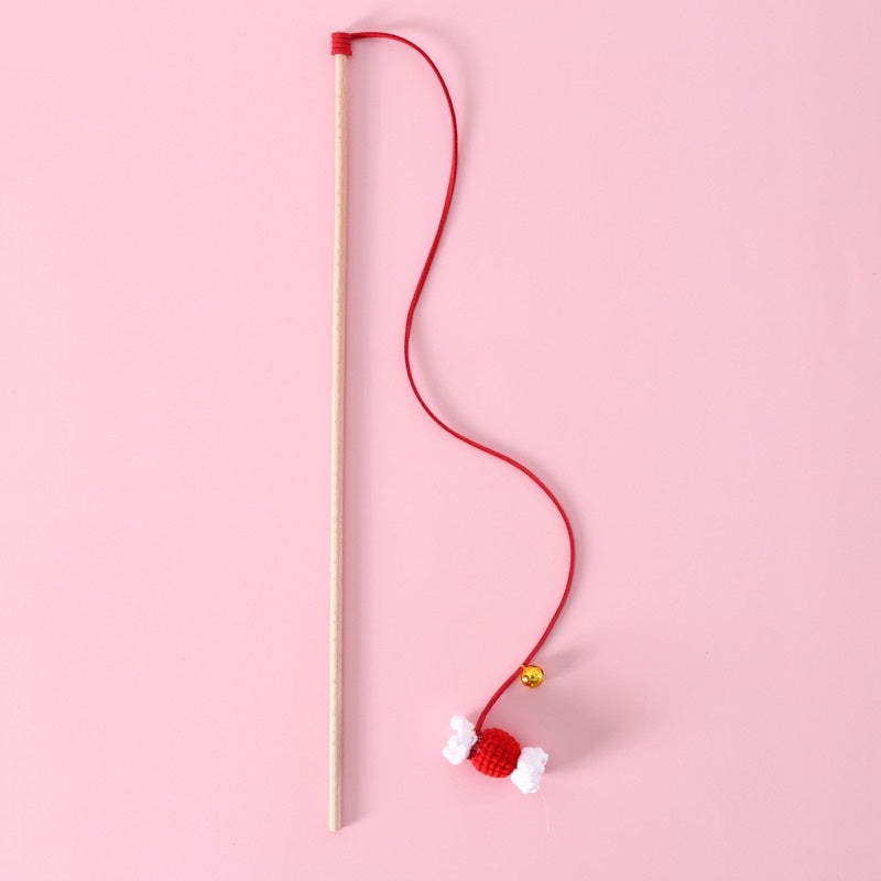 Cat teaser Candy ๐ฌ knitting ๐งถ knit sugar pet toy wand stick chaser