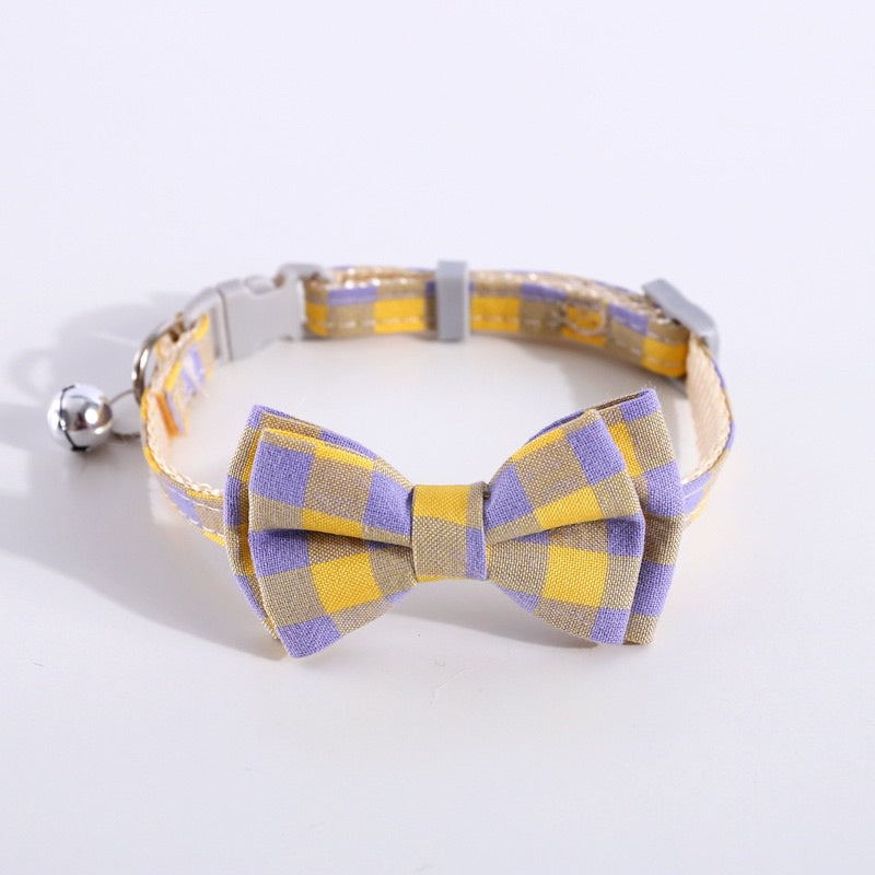 Pet Bow Tie cat dog grid design cravat collar necklace neck accessories