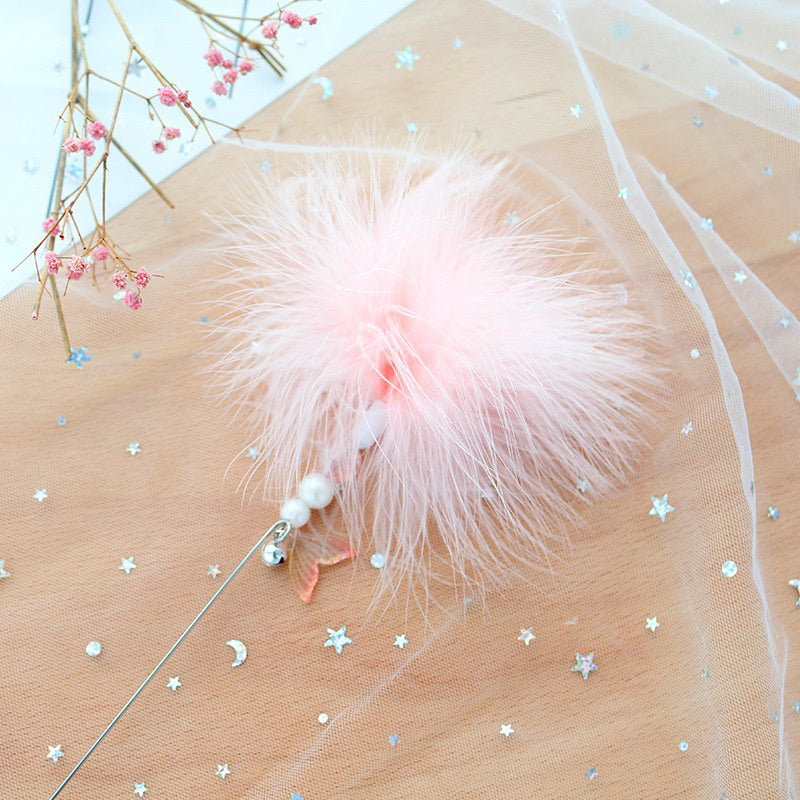 Cat teaser fluffy feather fish tail mermaids π§ββοΈ pet toy chaser wand stick