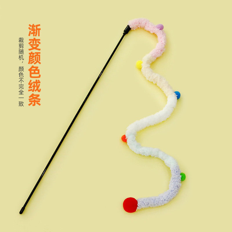 Cat Teaser Fluffy Rope Quiet Pet Toy Stick Chaser Wand Christmas Design