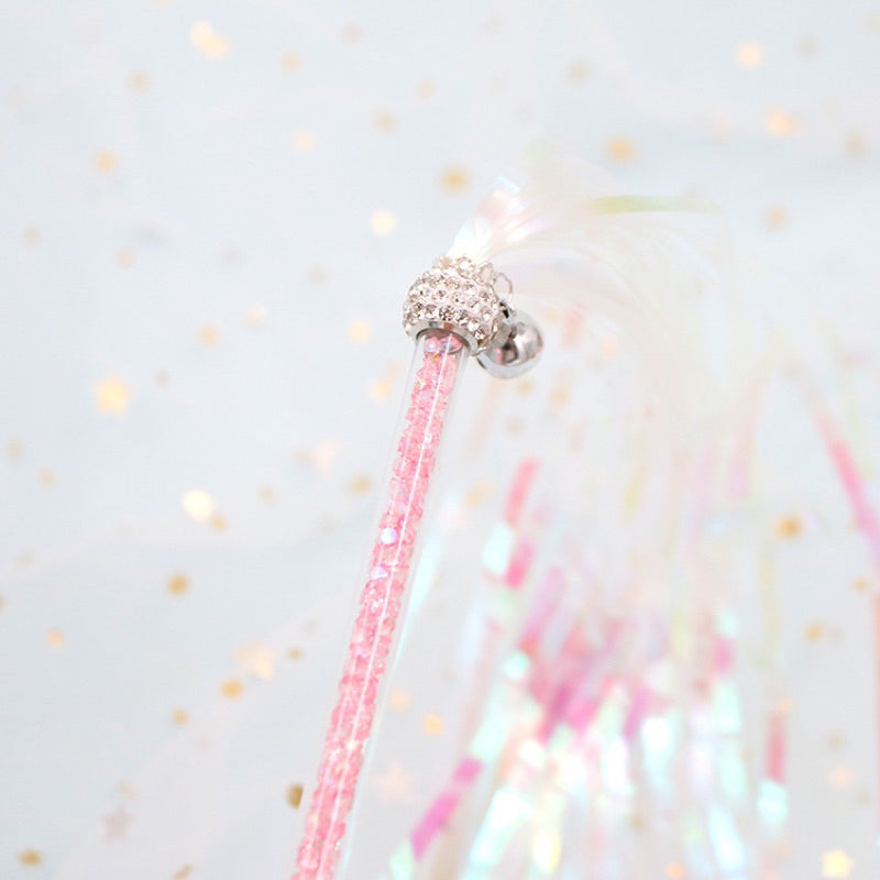 Cat Teaser Short Wand Blinking Tessel Plastic Paper Chaser Pet Toy