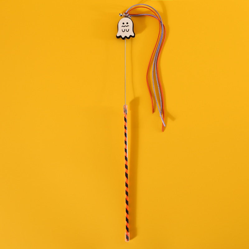 Cat Teaser Halloween Pet Toy Stick Wand Ghost Pumpkin Bat