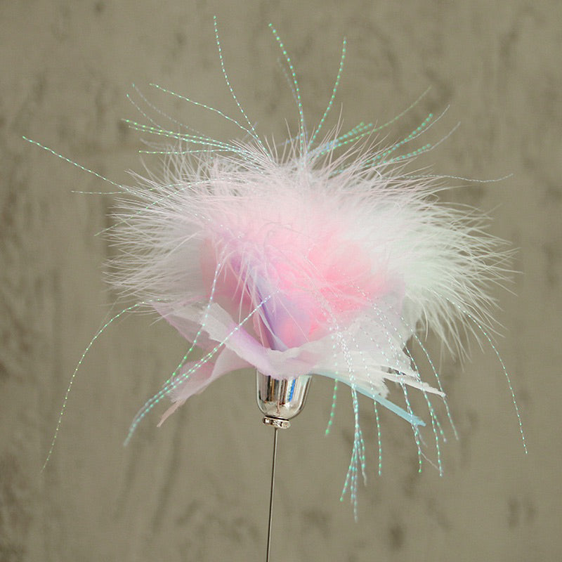 Pink Beads Cat Teaser feather wooden handle Pet Toy Stick Chaser
