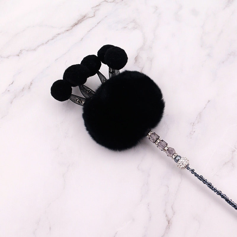 Cat Teaser Rex Rabbit Fur Fluffy Ball Chaser Stick Wand
