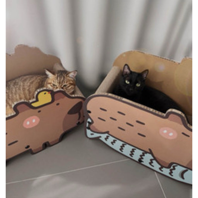 Misspet Capybara Cat Scratcher House Bed Cardboard Cat Condo Pet Toy