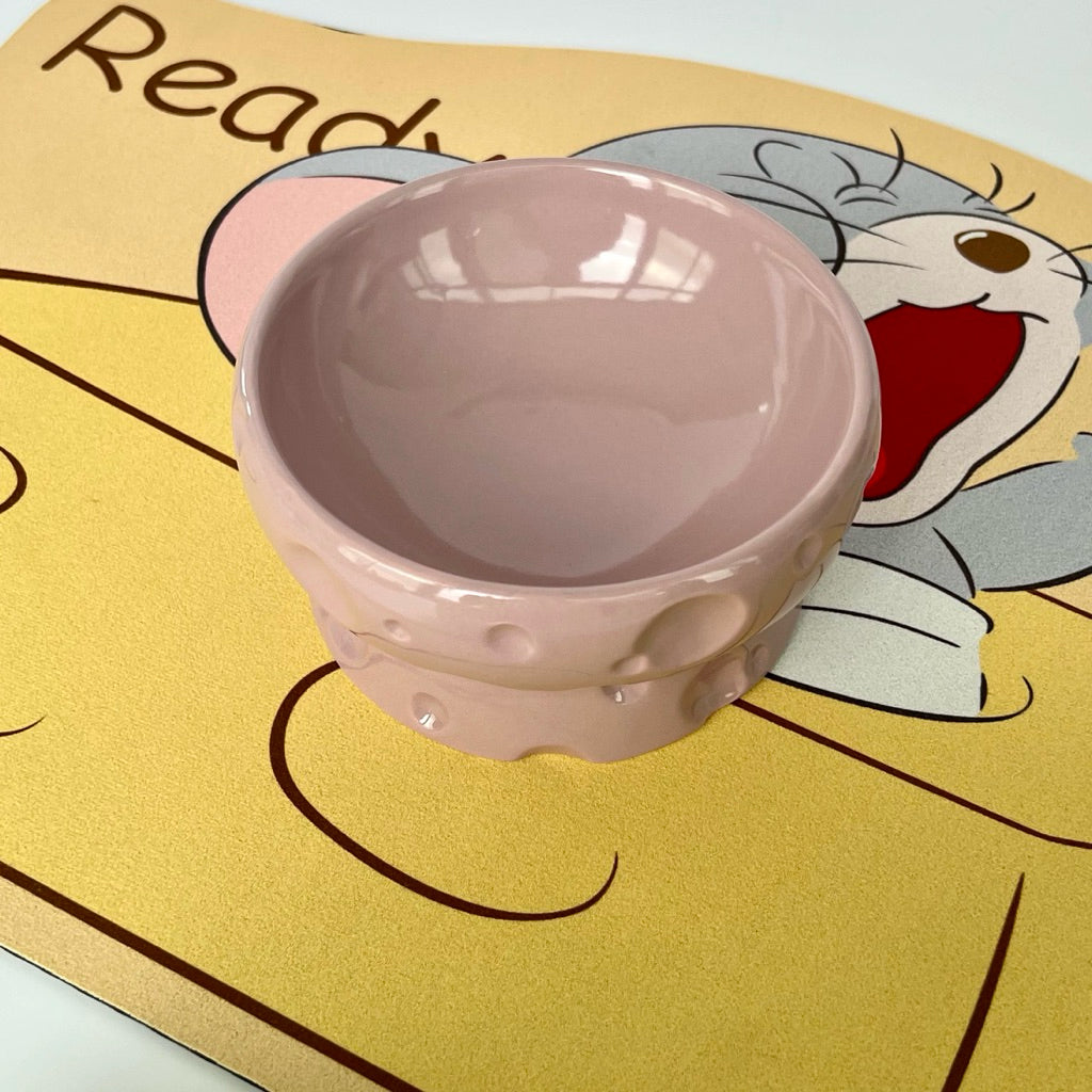 Pet Cheese Bowl Ceramic Feeder for Cat Dog Tall Stand Water Bowl