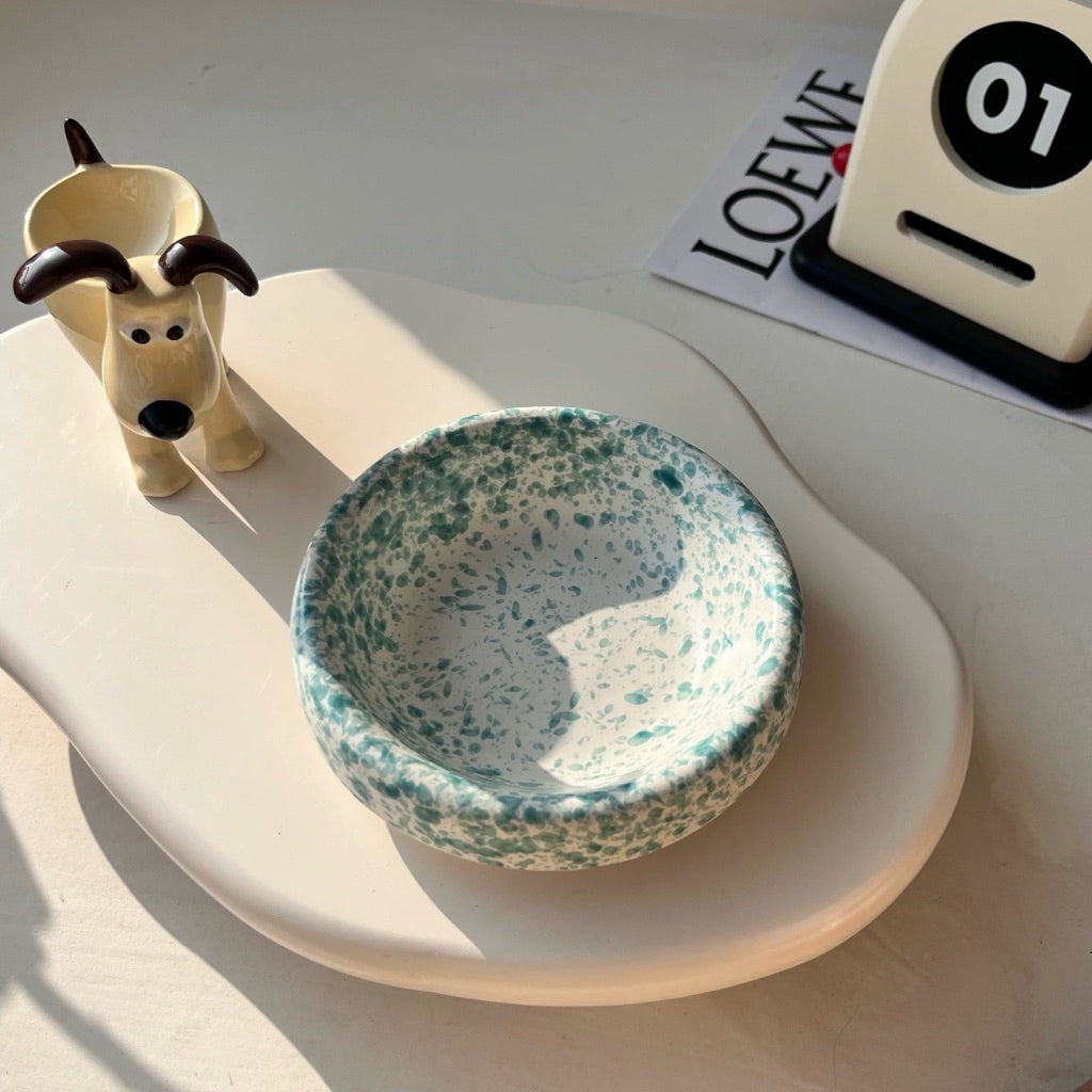 Metal Bowl Stand and Ceramic Bowl for Pet Tall Feeding Set for Cat Dog