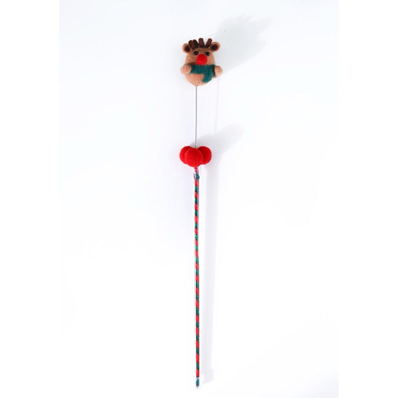 Felt Cat Teaser Christmas Wand Santa Reindeer