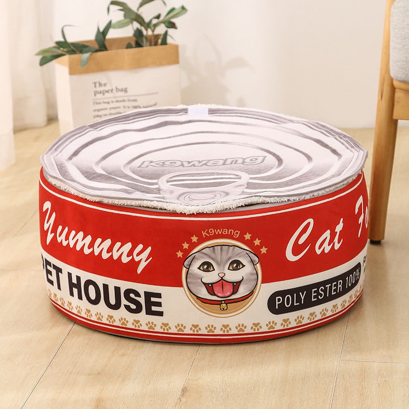 Canned Food Design Pet Bed with Cover Cat Dog Nest Resting Hiding Sleeping Mat Pad House Bed