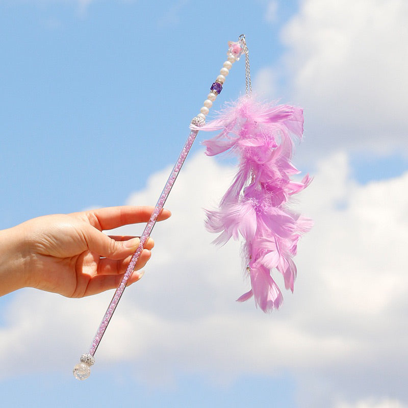 Goose Feather Cat Teaser Pet Toy Fluffy Chaser Wand Stick