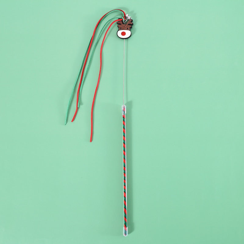 Christmas theme cat teaser pet toy chaser stick wand