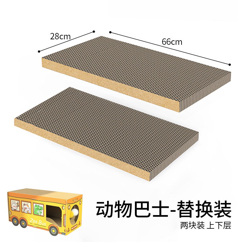 Deku Shuttle Zoo Yellow Bus Double Deck Large Cat Scratcher House Scratch Board