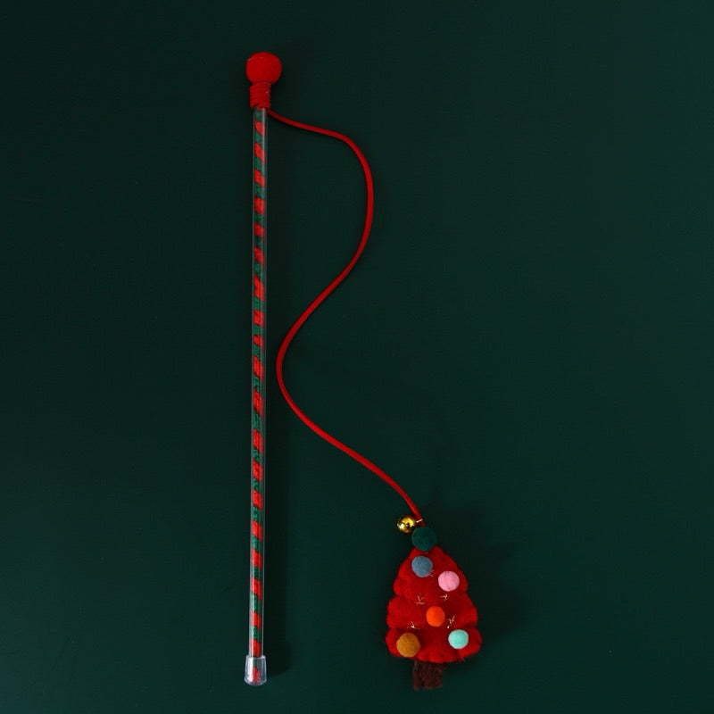 Christmas Cat Teaser Toy Chaser Wand Tree