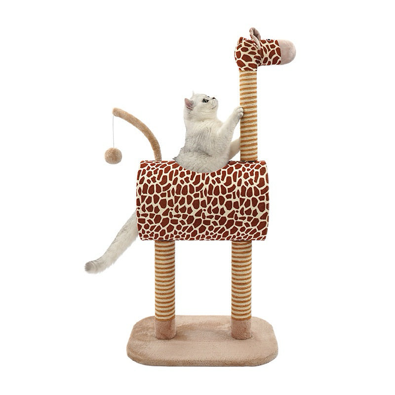Zeze Giraffe Cat Climber Scratch Post Toy Tunnel Pet Bed