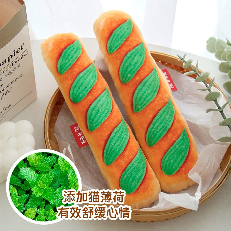 Cat Bitting Toy Toast Bread w Catnip Plastic Paper Pet Chaser