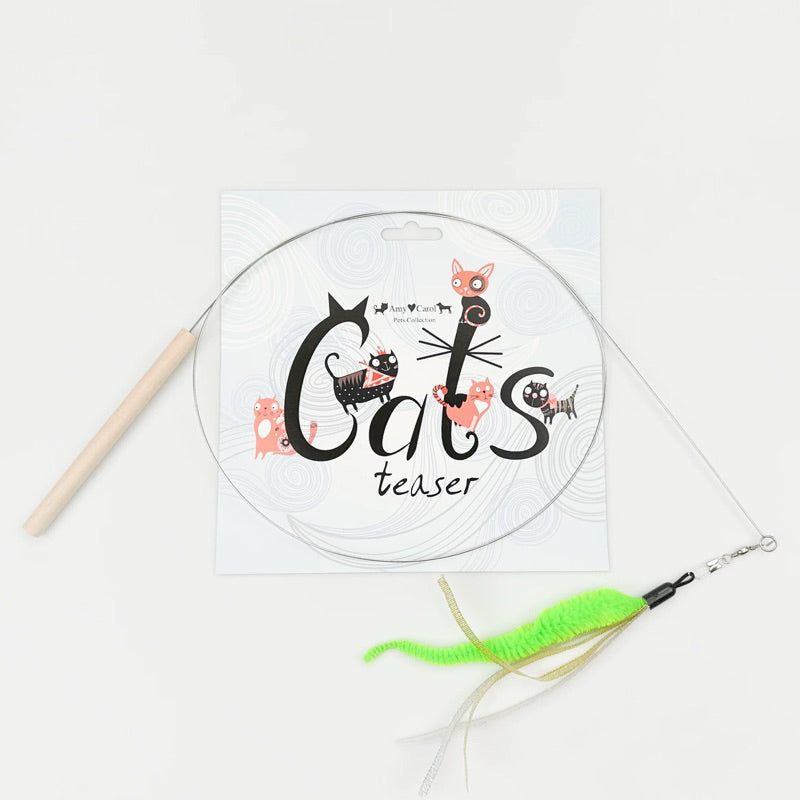 Amy Carol Irregular Feather Teaser Wand – Durable & Fun Cat Toy