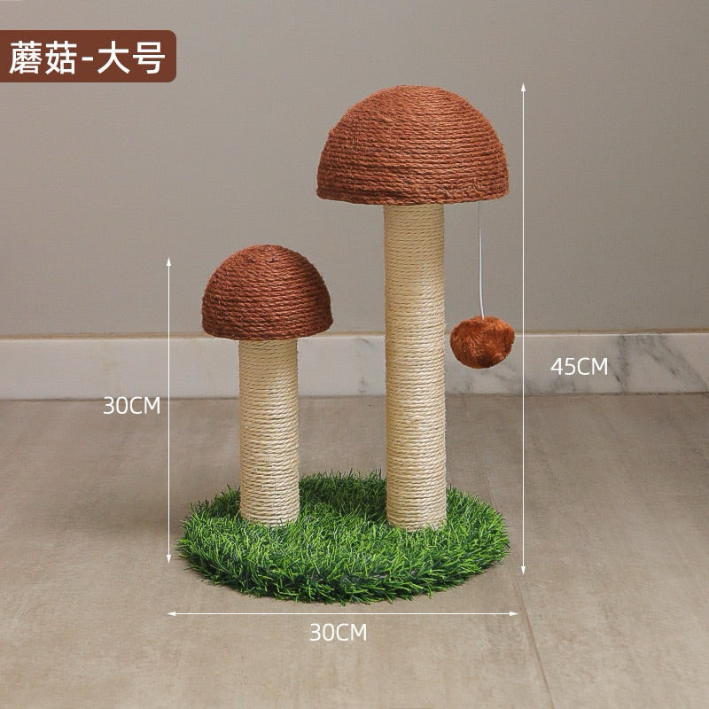 Double Mushroom Cat Scratcher Sisal Pet Toy Scratching Post