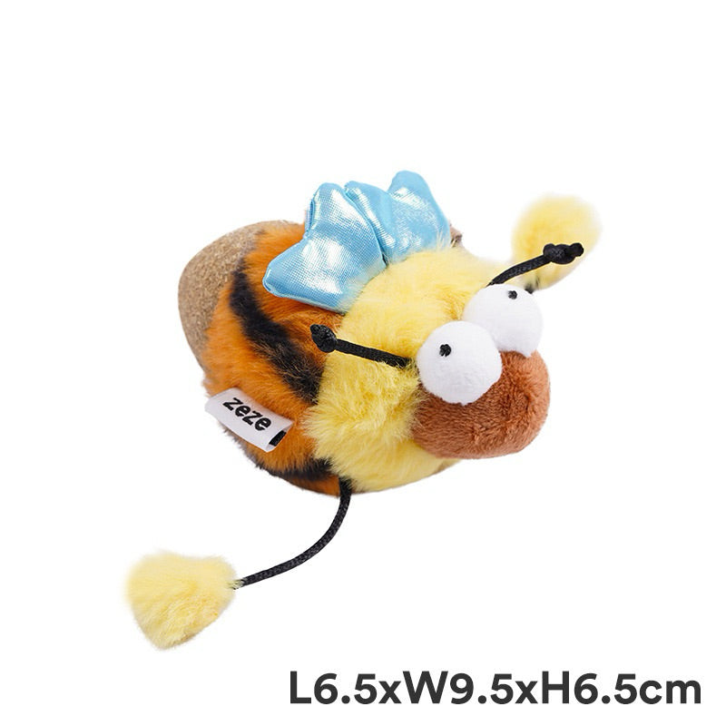 Zeze Cat Toy Bee with Catnip Fluffy Chaser Ball Chew Toy for Cat