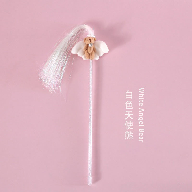 Angel Bear Cat Teaser Toy Chaser Wand Stick Pet Toy