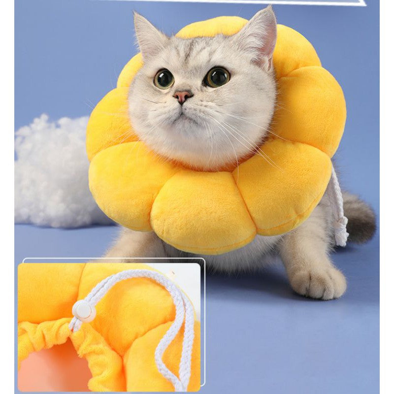 [SG] Pet Dog Cat Protective Collar Neck Anti-Bite Soft Anti-Scratch Elizabeth surgery cloth sunflower cone E collar