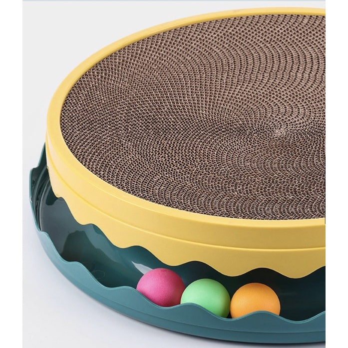 Cat scratch board round teaser tunnel chaser replaceable corrugated paper