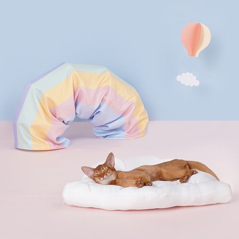 [SG Stock] Zeze rainbow 🌈 star ⭐️ cat tunnel bed teaser pet toy