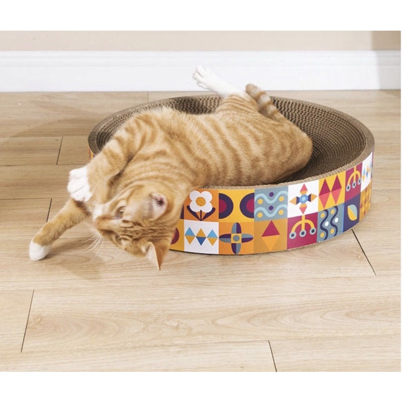 WakuPet round cat scratch board bowl large bed