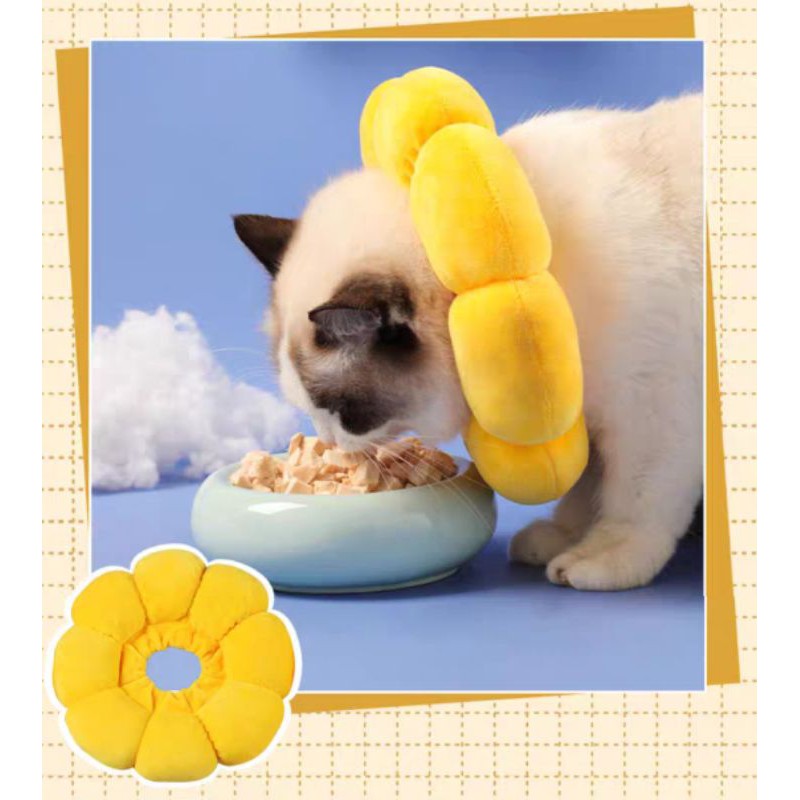 [SG] Pet Dog Cat Protective Collar Neck Anti-Bite Soft Anti-Scratch Elizabeth surgery cloth sunflower cone E collar