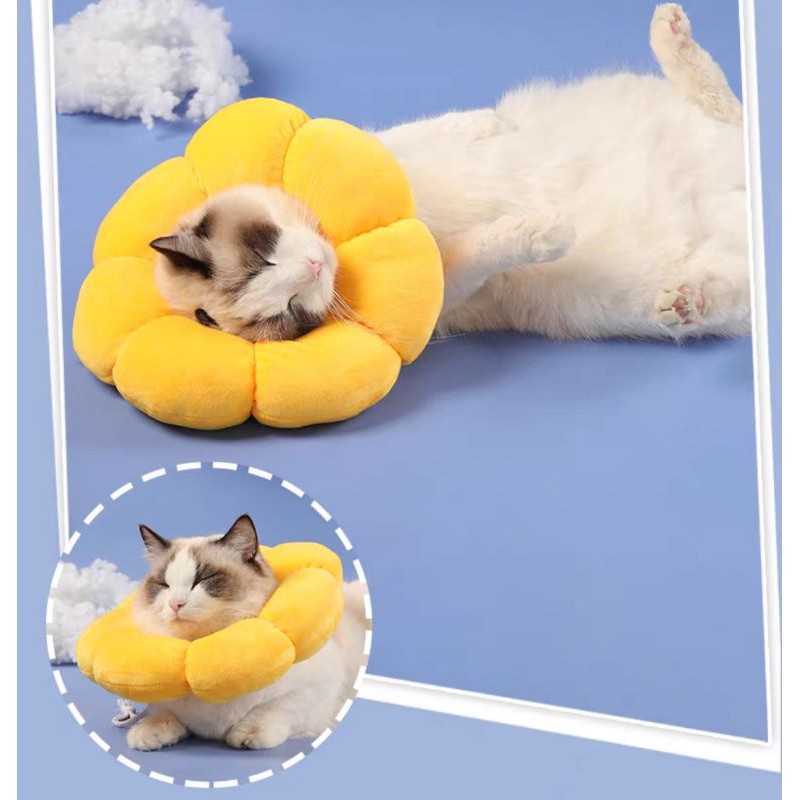 [SG] Pet Dog Cat Protective Collar Neck Anti-Bite Soft Anti-Scratch Elizabeth surgery cloth sunflower cone E collar