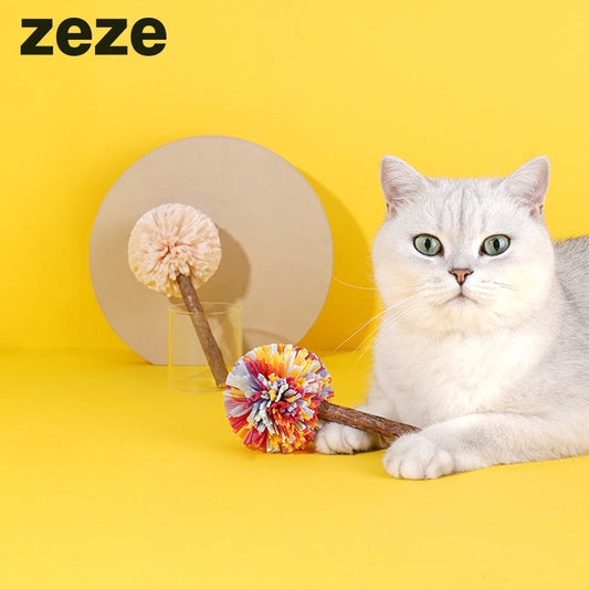 Zeze raffia Catnip lollipop toy cat teaser pet snack