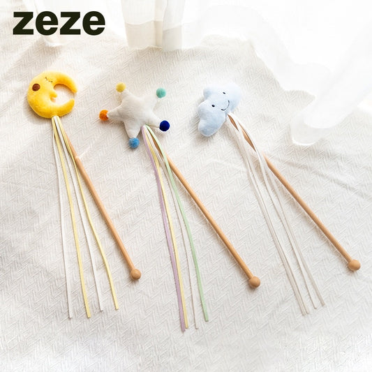 [SG Stock] Zeze Cat teaser sky series moon stat cloud deer leather with catnip