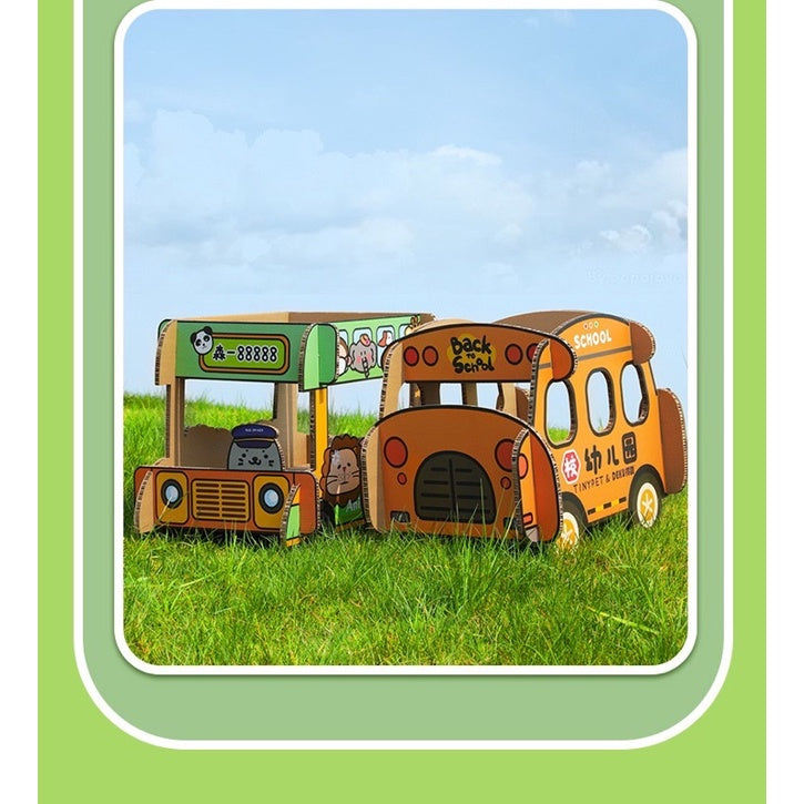 TinyPet deku double deck cat scratch board 🚌 pet house bed zoo bus