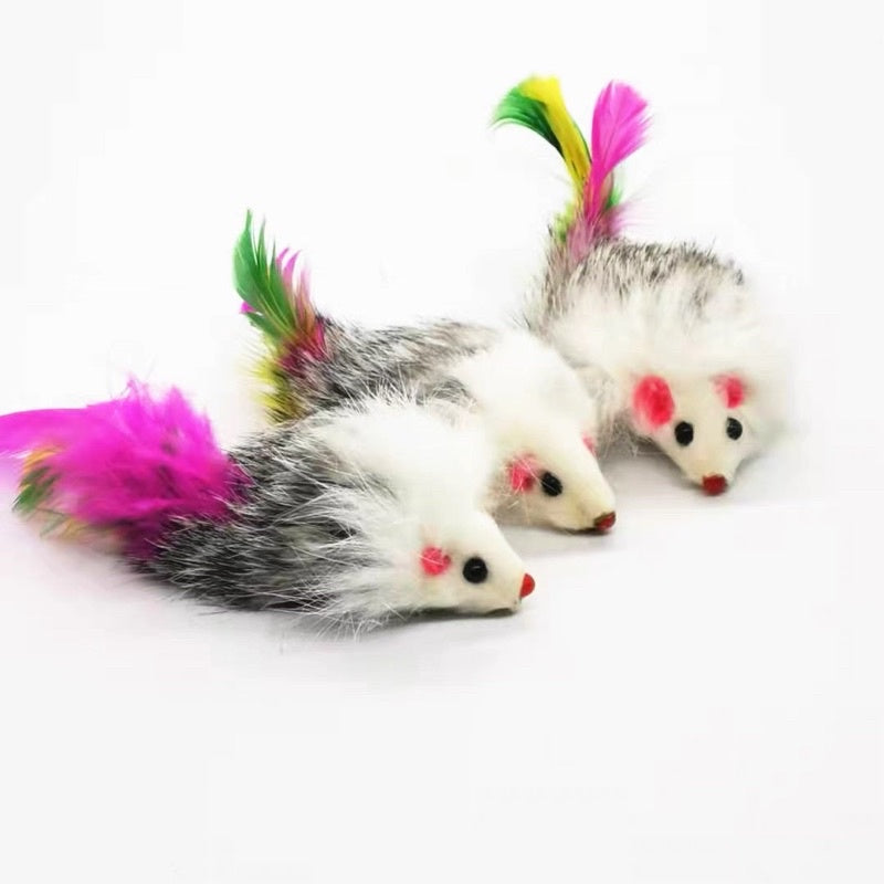 [SG Stock] Cat toy rabbit 🐇 fur mice mouse with feather tail large