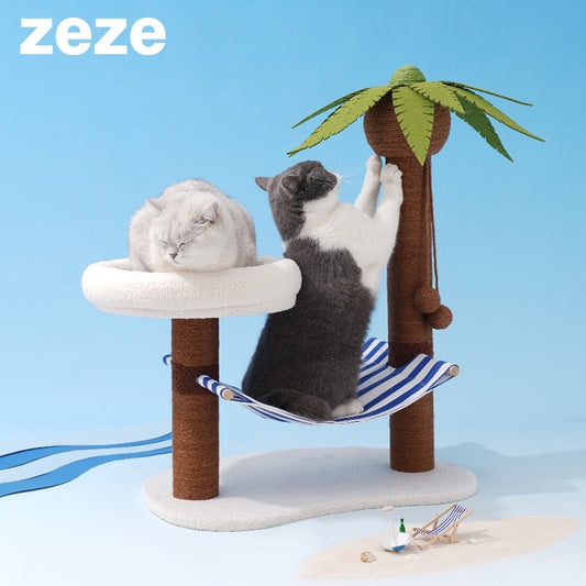 [SG Stock] Zeze coconut palm tree island cat scratch post board bed pole