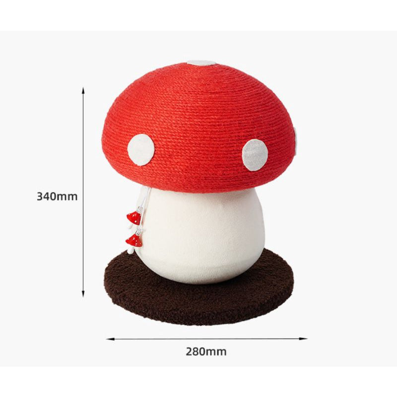 MeowFairy Cat scratch board pole Red Mushroom fun cat toy sisal