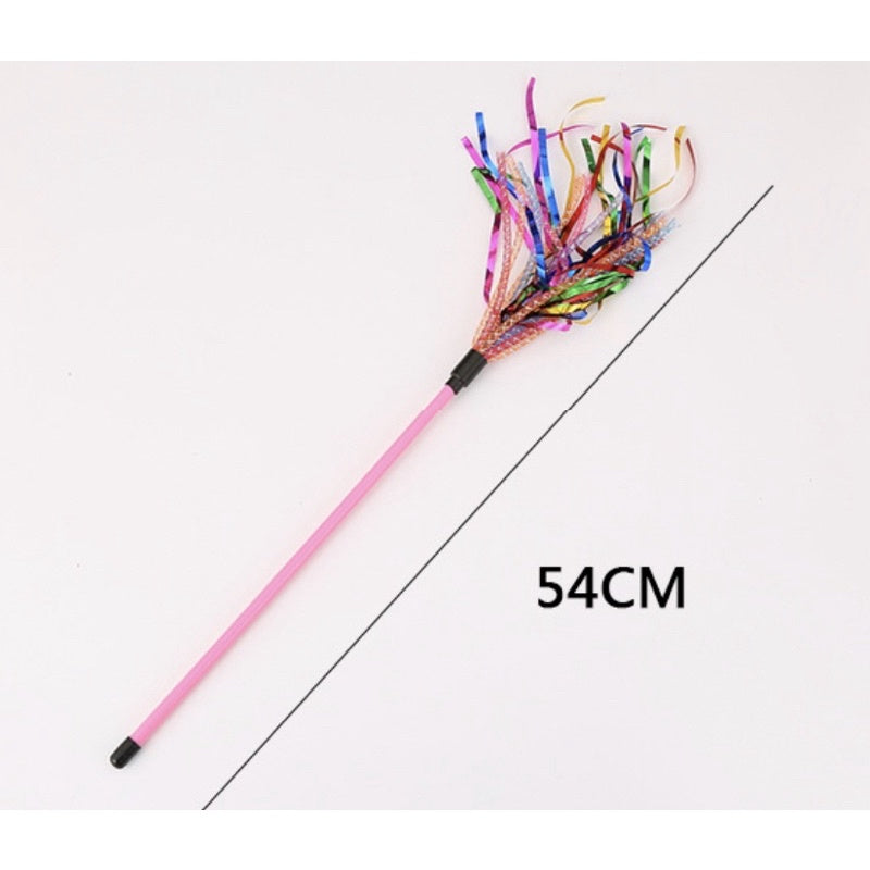 Cat teaser with plastic sound paper and plastic soft tube pet toy