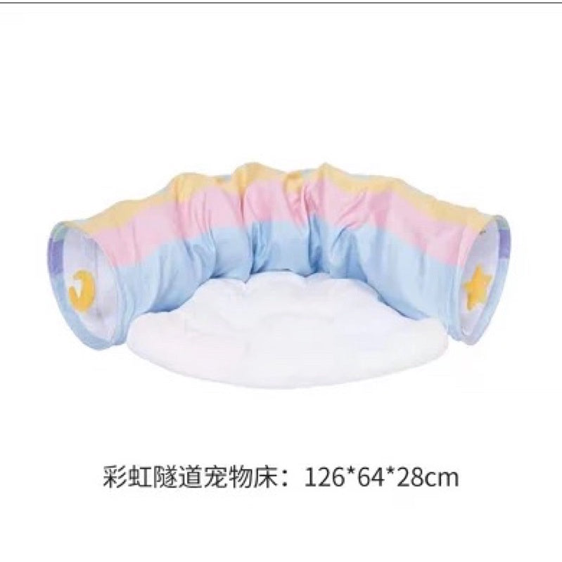 [SG Stock] Zeze rainbow 🌈 star ⭐️ cat tunnel bed teaser pet toy