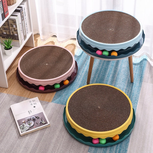 Cat scratch board round teaser tunnel chaser replaceable corrugated paper