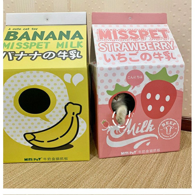 Misspet scratching board milk box sleeping bed for kitten cat pet toy house