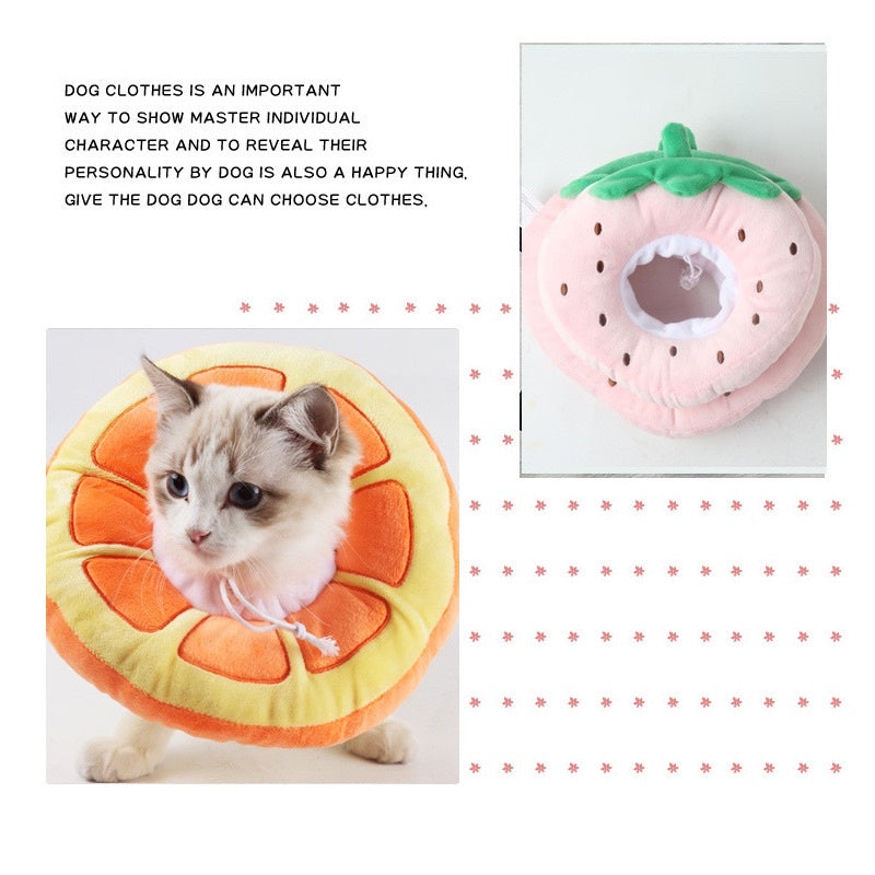 [SG Stock] Pet E collar Elizabeth cone soft fruit design cat dog anti licking collar