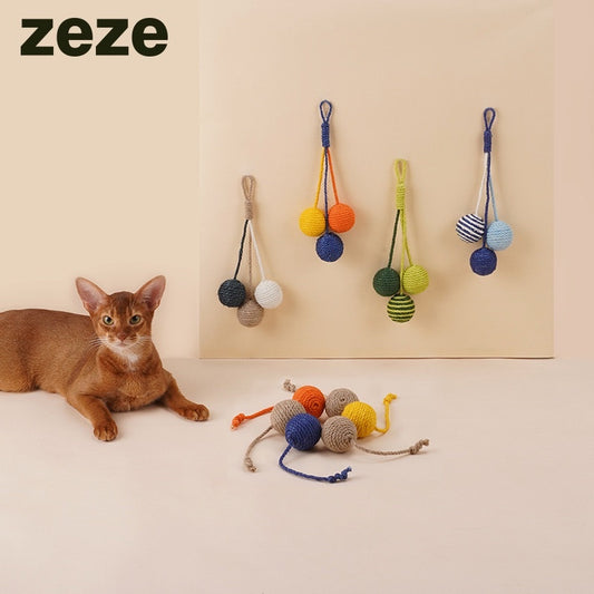 [SG Stock] Zeze cat sisal rope ball chaser pet toy multi color