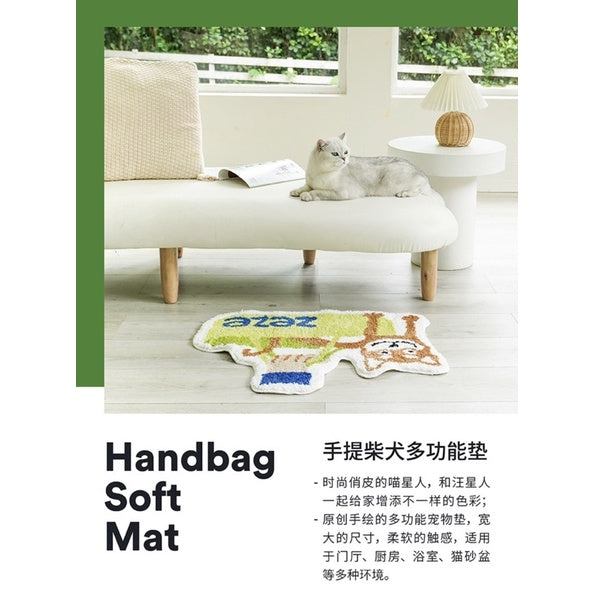 Zeze flocked carpet cartoon pet bed shiba in handbag