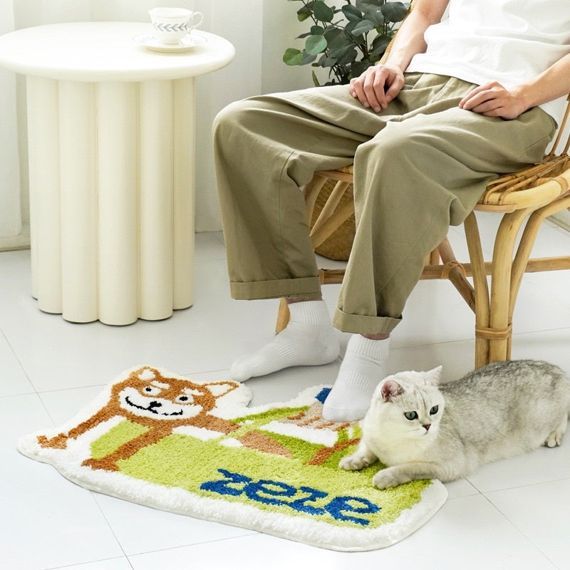 Zeze flocked carpet cartoon pet bed shiba in handbag