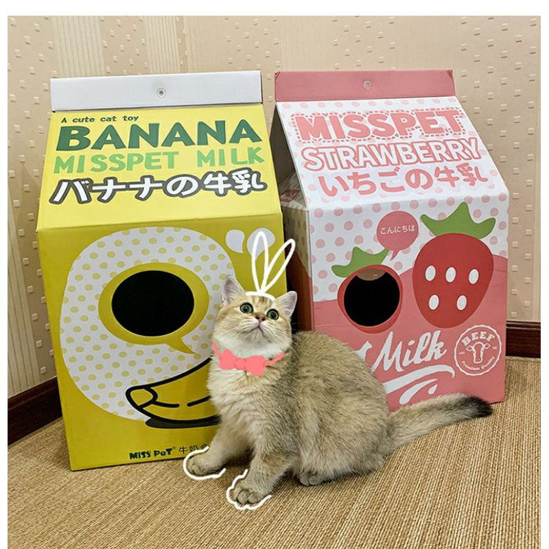 Misspet scratching board milk box sleeping bed for kitten cat pet toy house