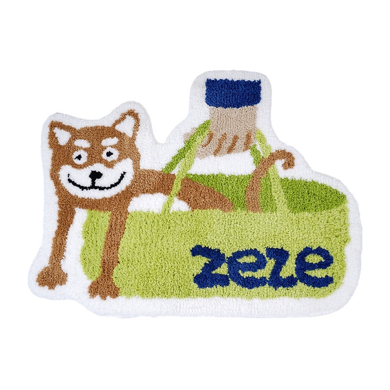 Zeze flocked carpet cartoon pet bed shiba in handbag