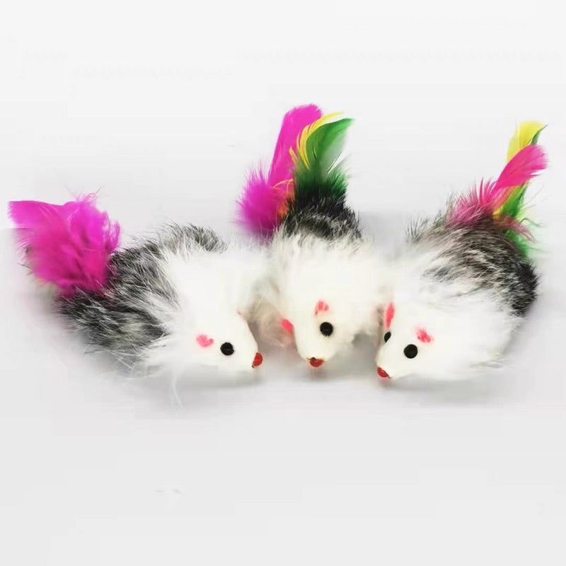 [SG Stock] Cat toy rabbit 🐇 fur mice mouse with feather tail large