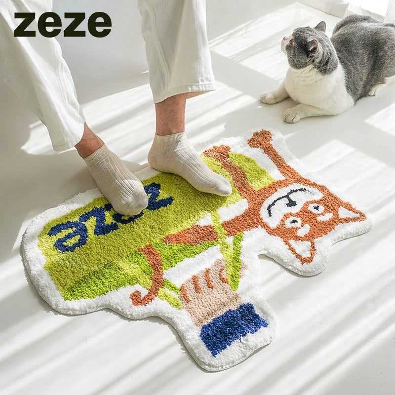 Zeze flocked carpet cartoon pet bed shiba in handbag