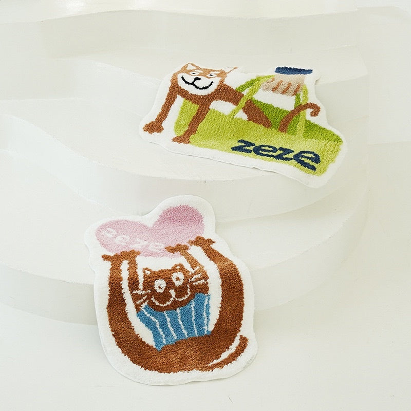 Zeze flocked carpet cartoon pet bed shiba in handbag